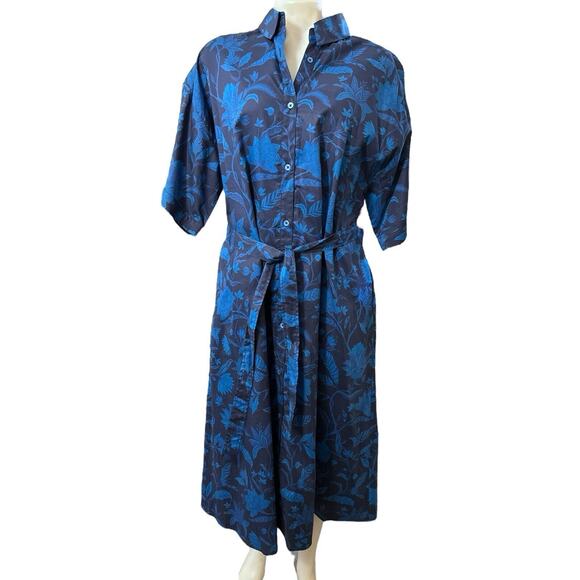 Tucker Collared Dress Navy Duth Wallflower in Light Weight Cotton Size Large NWT - Picture 1 of 8